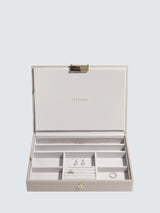 Stackers Classic Unisex Faux Leather 6 Layer Stackable Jewellery Box - Taupe
