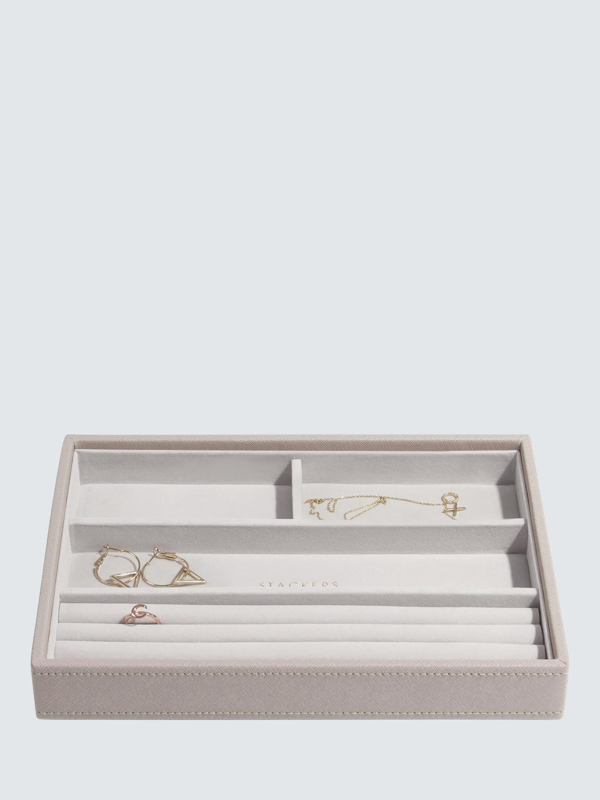 Stackers Classic Unisex Faux Leather 6 Layer Stackable Jewellery Box - Taupe