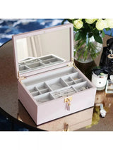 Stackers Velvet Lining Classic Medium Leather Jewellery Box - Blush Pink