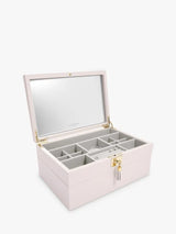 Stackers Velvet Lining Classic Medium Leather Jewellery Box - Blush Pink