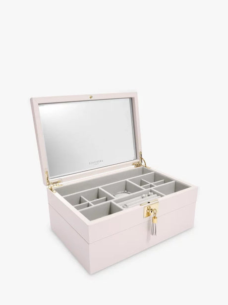 Stackers Velvet Lining Classic Medium Leather Jewellery Box - Blush Pink