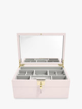 Stackers Velvet Lining Classic Medium Leather Jewellery Box - Blush Pink