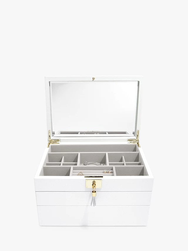 Stackers Leather Velvet Lined Stackable Jewellery Box - Orchid White - Kazoop 