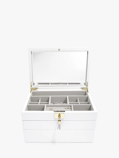 Stackers Leather Velvet Lined Stackable Jewellery Box - Orchid White - Kazoop 