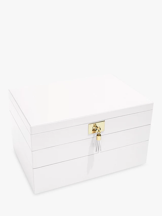 Stackers Leather Velvet Lined Stackable Jewellery Box - Orchid White - Kazoop 