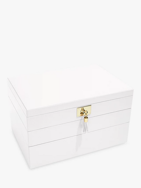 Stackers Leather Velvet Lined Stackable Jewellery Box - Orchid White - Kazoop 
