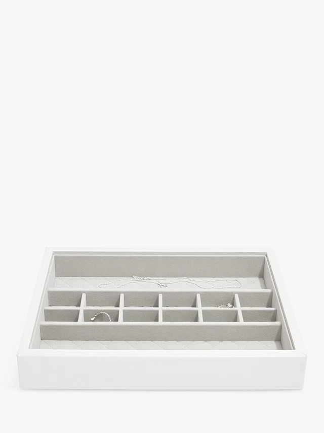 Stackers Leather Velvet Lined Stackable Jewellery Box - Orchid White - Kazoop 