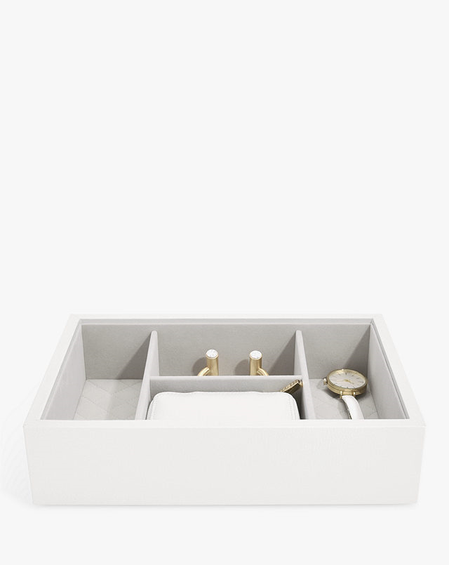 Stackers Leather Velvet Lined Stackable Jewellery Box - Orchid White - Kazoop 