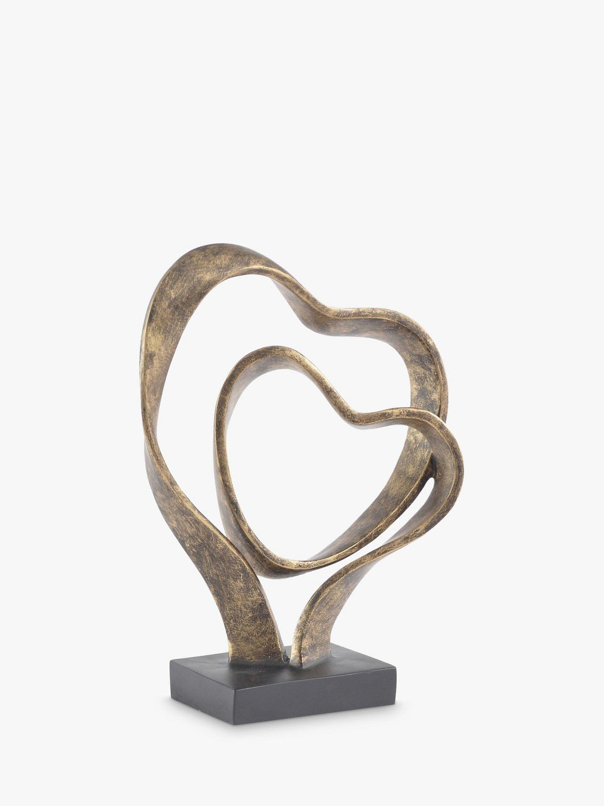 Libra Interiors Polyresin Double Heart Sculpture Antique Gold H36 x W26.5 cm