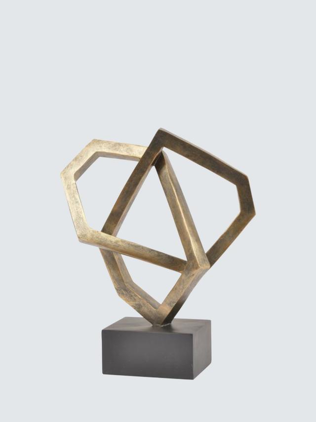 Libra Interiors Cubist Decorative Geometric Sculpture H36cm - Antique Bronze