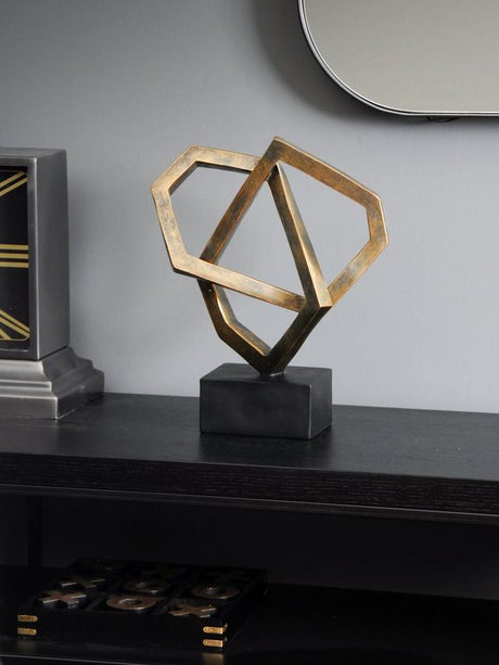 Libra Interiors Cubist Decorative Geometric Sculpture H36cm - Antique Bronze