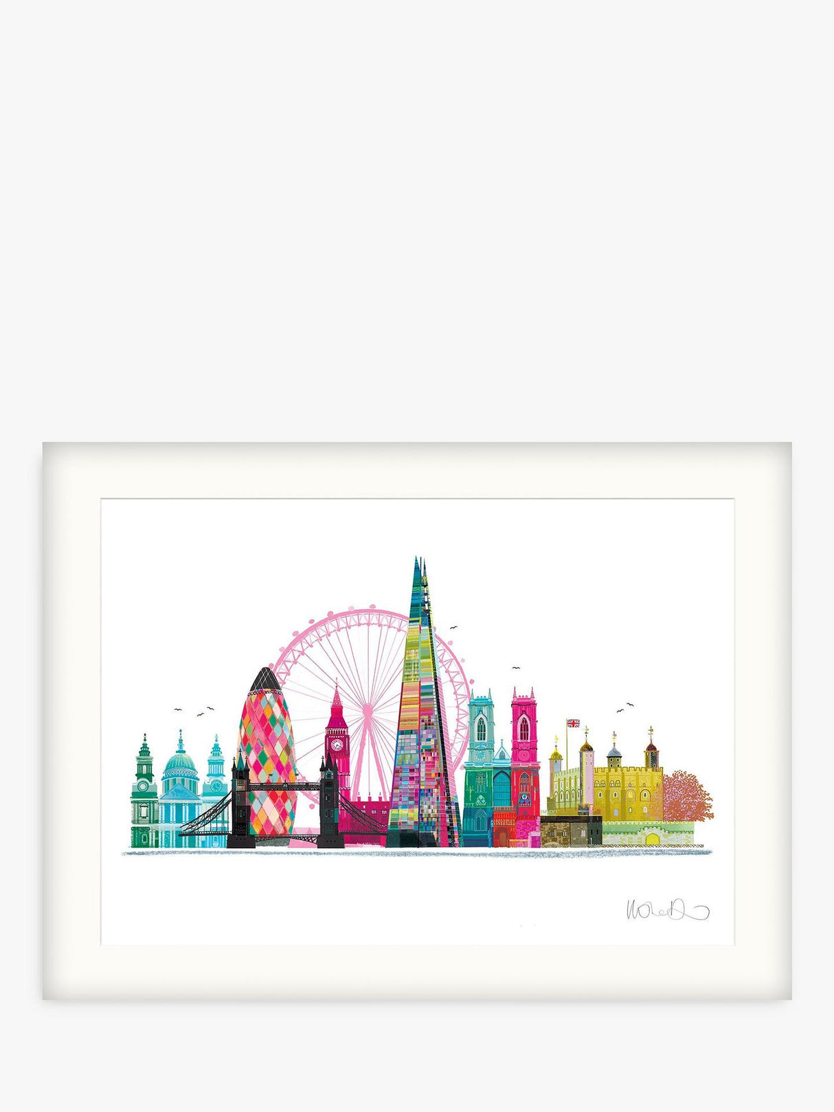 John Lewis Ilona Drew 'London Skyline' Framed Print & Mount 63.5 x 83.5cm