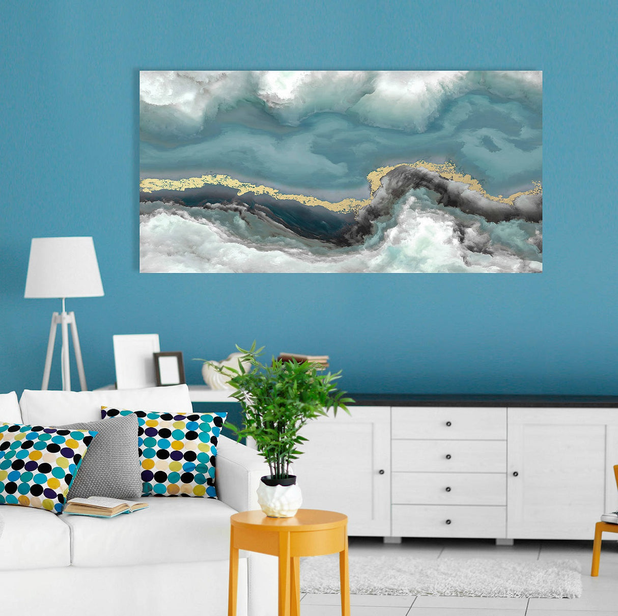 Dominic James Studio Influx Gold Embellished Framed Canvas 60cm x 120cm