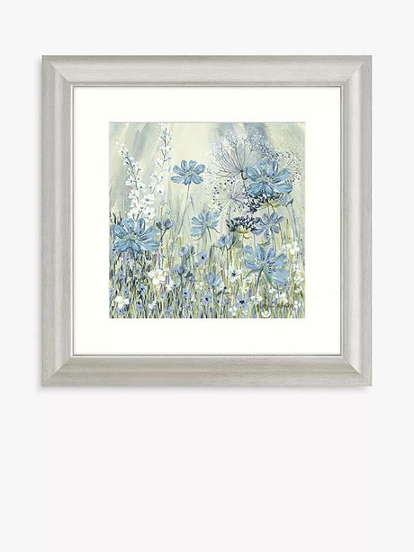 Catherine Stephenson Powder Blue Flowers 1 Framed Print 60.5 x 60.5cm - Kazoop 
