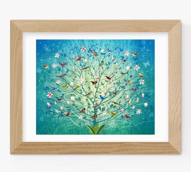 EAST END PRINTS Fiona Watson 'The Singing Tree' Print 66 x 86cm - Oak Frame