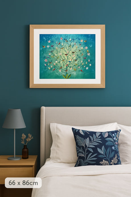EAST END PRINTS Fiona Watson 'The Singing Tree' Print 66 x 86cm - Oak Frame