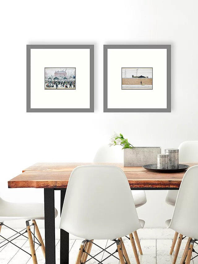 LS Lowry 'Man Lying on a Wall' & 'Market Scene' Framed Print Set of 2 Multi - Kazoop 
