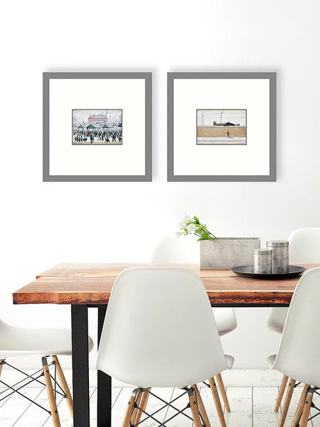 LS Lowry 'Man Lying on a Wall' & 'Market Scene' Framed Print Set of 2 Multi - Kazoop 