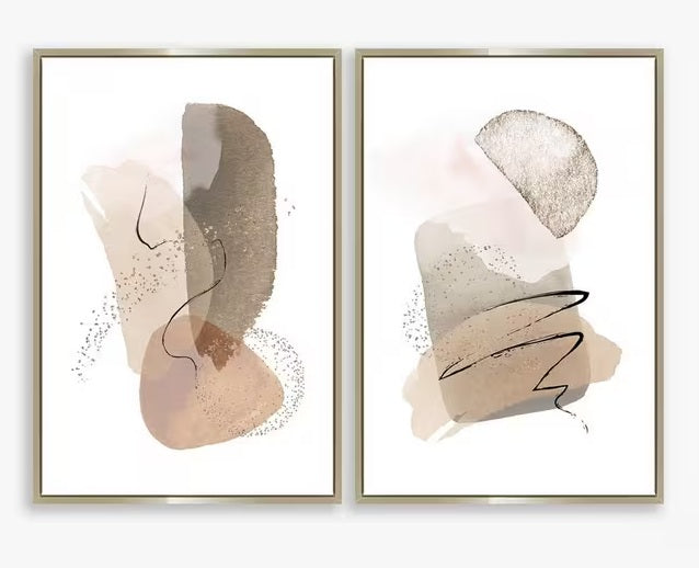 John Lewis 'Abstracts' Framed Canvas Prints 64 x 54cm Set of 2 - White/Multi