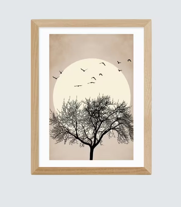 EAST END PRINTS Kubistika 'Dreamers' Framed Print 83.4 x 63.4cm - Oak Frame