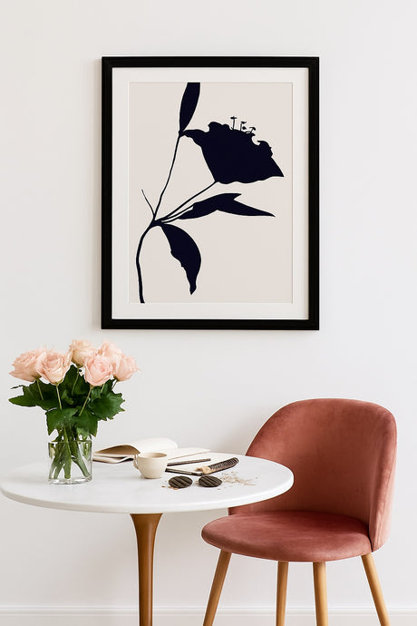 EAST END PRINTS Kubistika 'Nero I' Framed Floral Print 83.4 x 63.4cm - Black