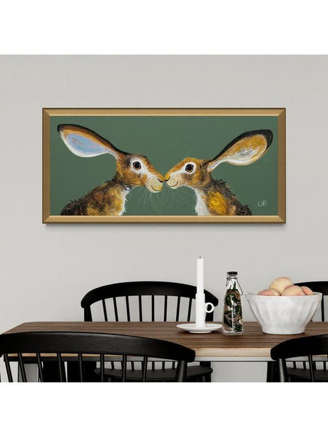 John Lewis Quinn Russell 'Sweet Kisses' Framed Print 50 x 105cm - Green/Gold