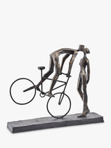 Libra Interiors Playful Kissing Couple on a Bike Sculpture - Metallic Bronze