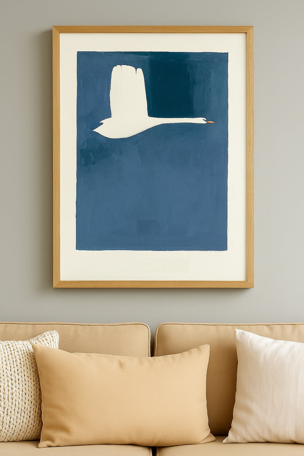 EAST END PRINTS Jörgen Hansson 'Swan II' Print 83.4 x 63.4cm - Oak Frame