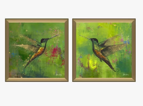 John Lewis Laure Bury Nature's Realm I Framed Print Set of 2 55x55cm - Green