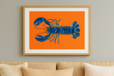 EAST END PRINTS Alice Straker 'Lobster on Orange' Oak Frame Print 66 x 86cm