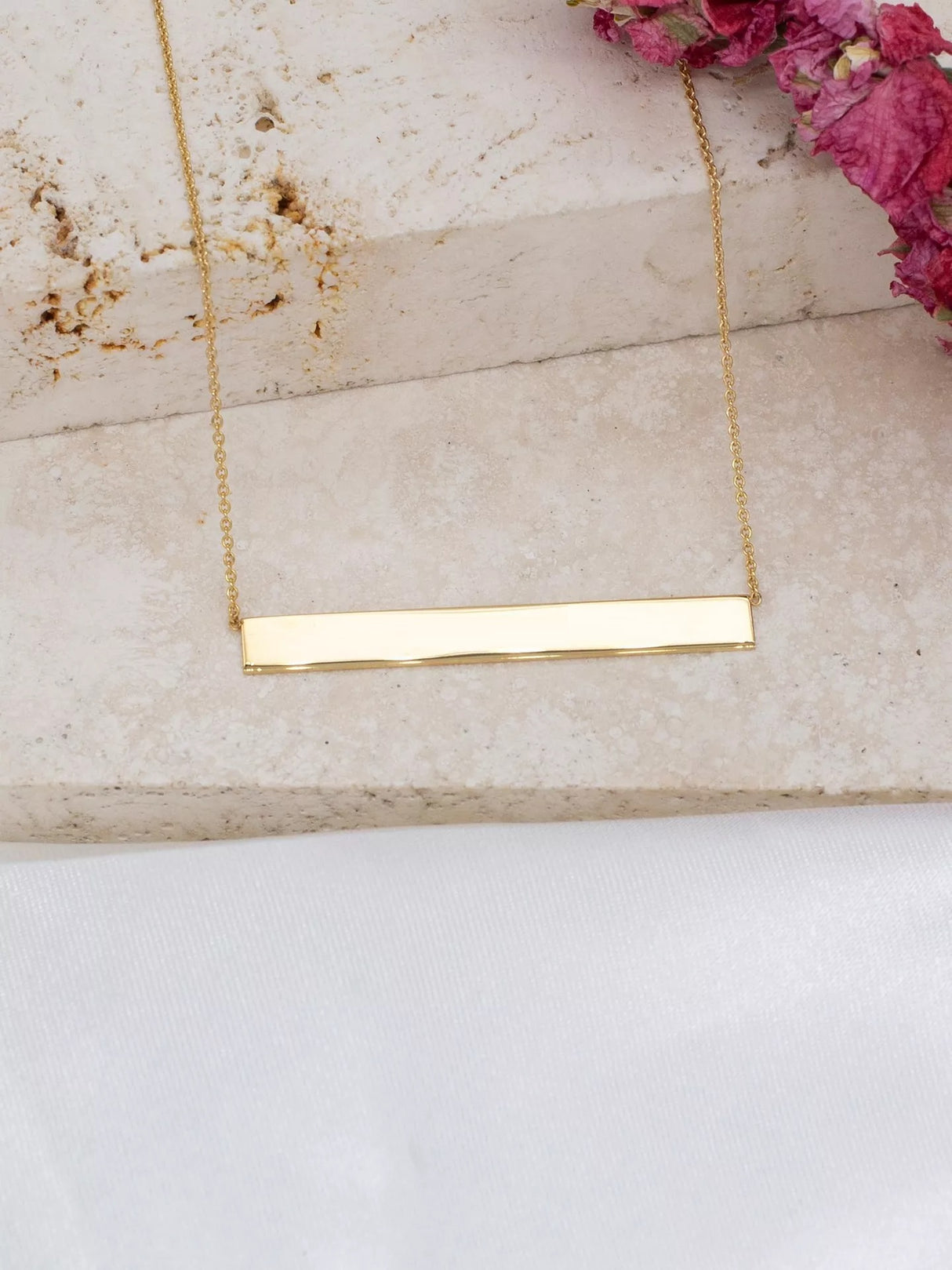 IBB Personalisable 9ct Yellow Gold Horizontal Bar Pendant Necklace - Gold