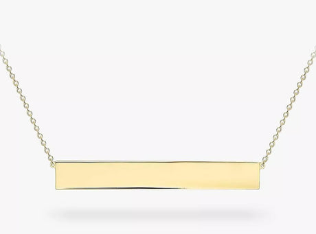 IBB Personalisable 9ct Yellow Gold Horizontal Bar Pendant Necklace - Gold