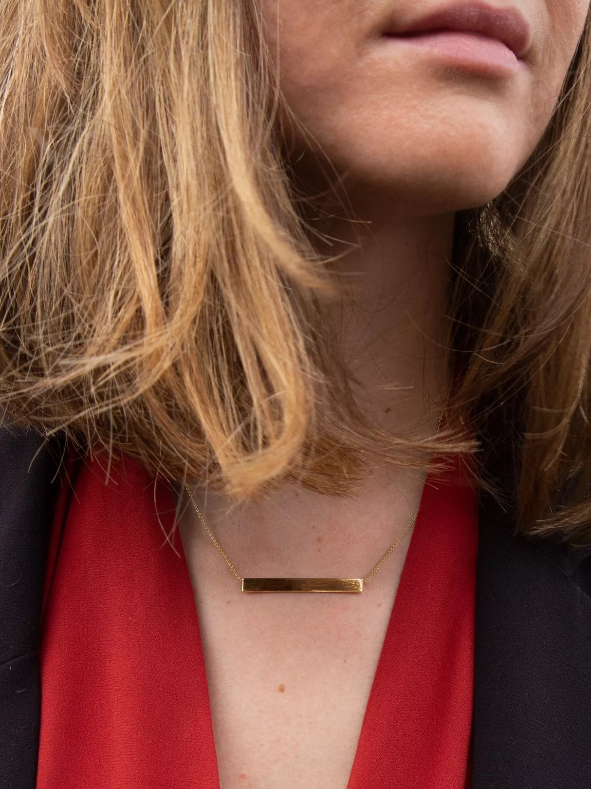 IBB Personalisable 9ct Yellow Gold Horizontal Bar Pendant Necklace - Gold
