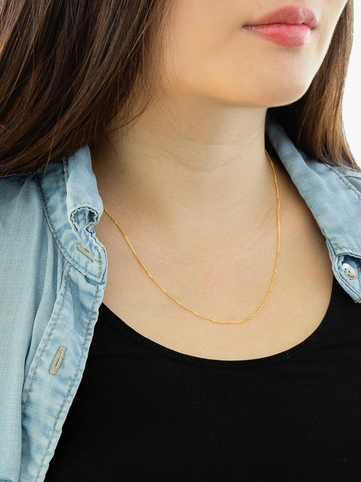 IBB 18ct Yellow Gold Dimond Cut Curb Lobster Claw 46cm Chain Necklace - Gold