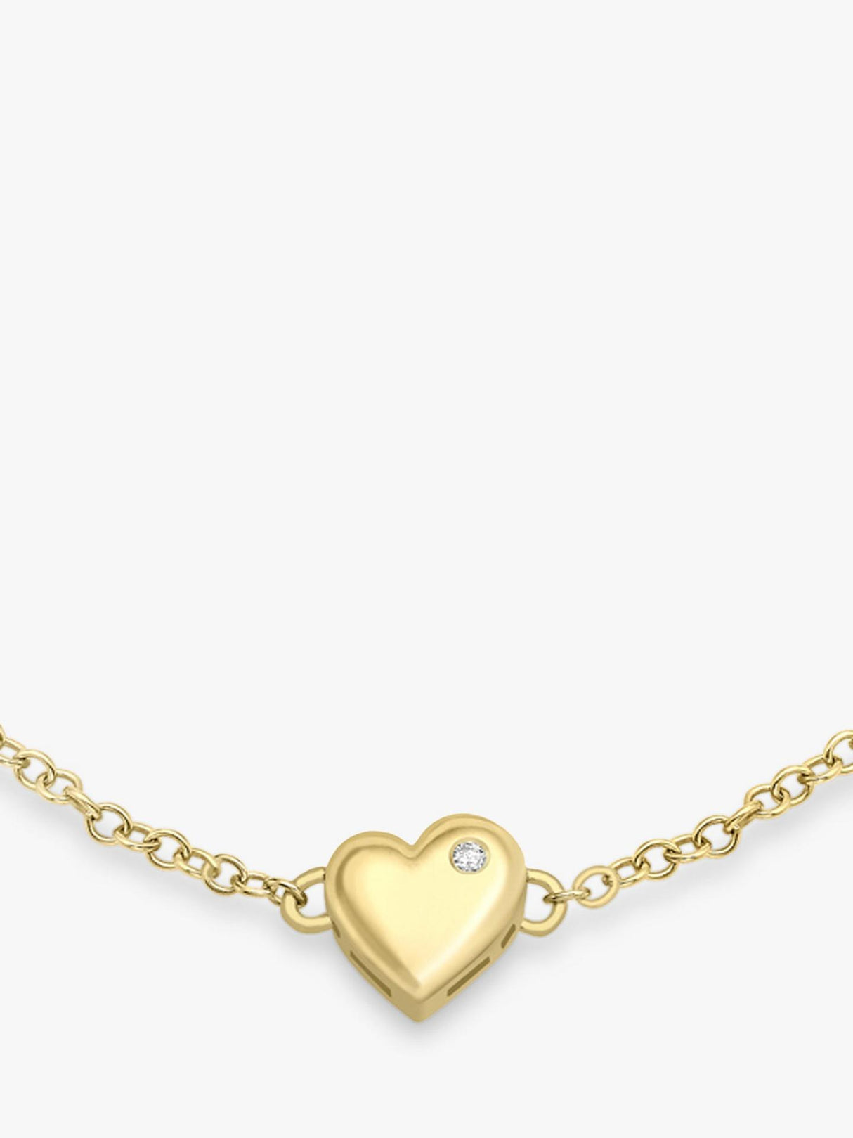 IBB Womens 9ct Yellow Gold 19cm Diamond Heart Charm Chain Bracelet - Gold