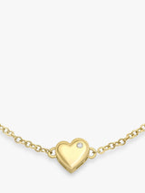 IBB Womens 9ct Yellow Gold 19cm Diamond Heart Charm Chain Bracelet - Gold