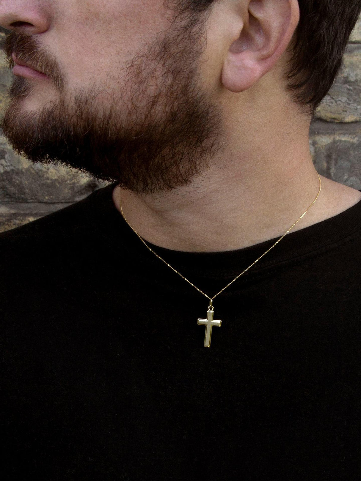 IBB 9ct Solid Yelloow Gold Simple Cross Design Pendant 46cm Necklace - Gold