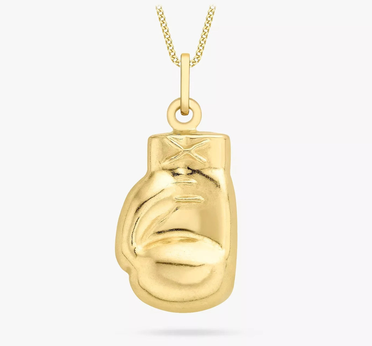 IBB Unisex Solid 9ct Yellow Gold Sports Boxing Glove Pendant Necklace - Gold