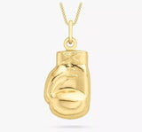 IBB Unisex Solid 9ct Yellow Gold Sports Boxing Glove Pendant Necklace - Gold