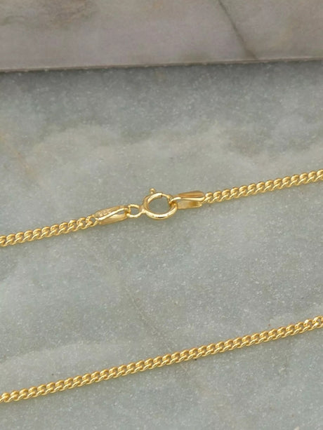 IBB 9ct Yellow Gold 50 Diamond Cut Fine Curb Unisex Chain Necklace 51cm