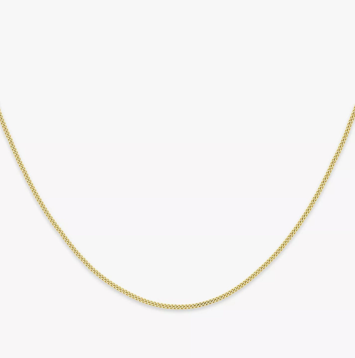 IBB 9ct Yellow Gold 50 Diamond Cut Fine Curb Unisex Chain Necklace 51cm