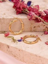 IBB Womens 18ct Solid Yellow Gold Hollow Twisted Tube Hoop Earrings - Gold