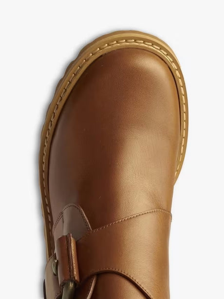 See By Chloé Willow Buckle Detail Chunky Sole Ankle Boots - Tan - UK 5/EU 38