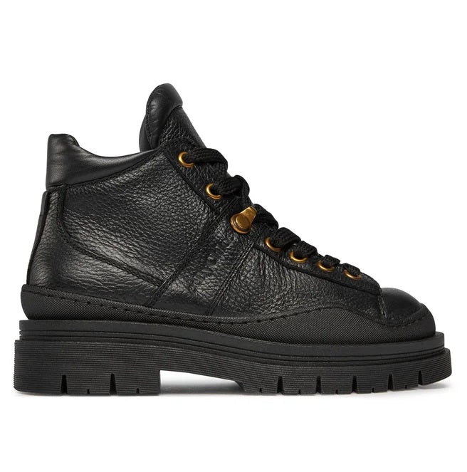 See By Chloé Women's Maeliss Black Combat Leather Lace-Up Ankle Boots - UK5