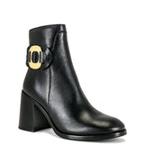 See By Chloé Chany Women's Black Leather Side Zipper Heeled Ankle Boots UK6