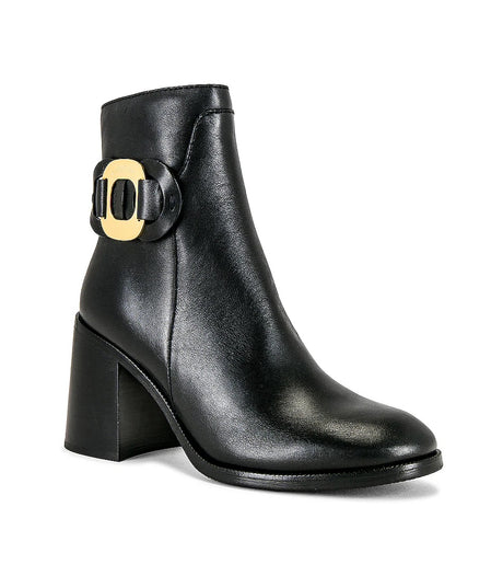 See By Chloé Chany Women's Black Leather Side Zipper Heeled Ankle Boots UK6