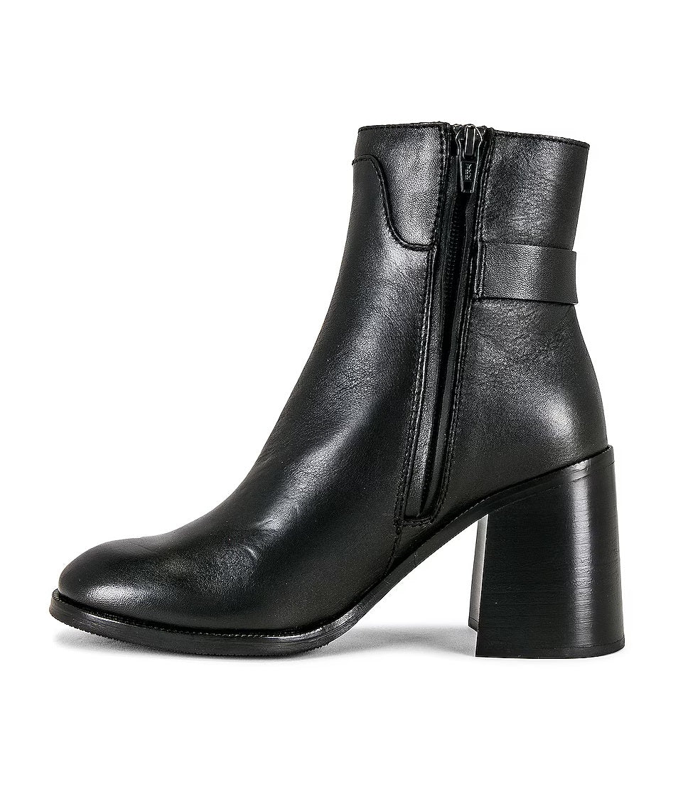 See By Chloé Chany Women's Black Leather Side Zipper Heeled Ankle Boots UK6
