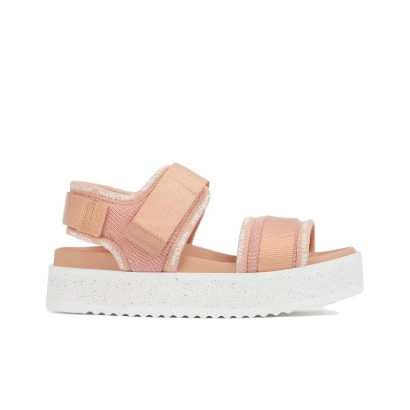 See by Chloé Womens Pipper 45mm Textile Platform Sandals Salmon Pink - 38