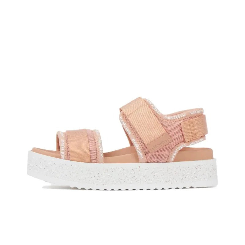 See by Chloé Womens Pipper 45mm Textile Platform Sandals Salmon Pink - 38