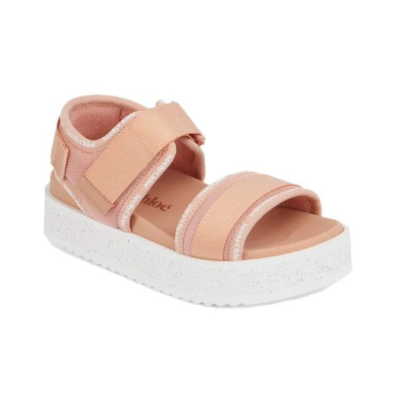 See by Chloé Womens Pipper 45mm Textile Platform Sandals Salmon Pink - 38